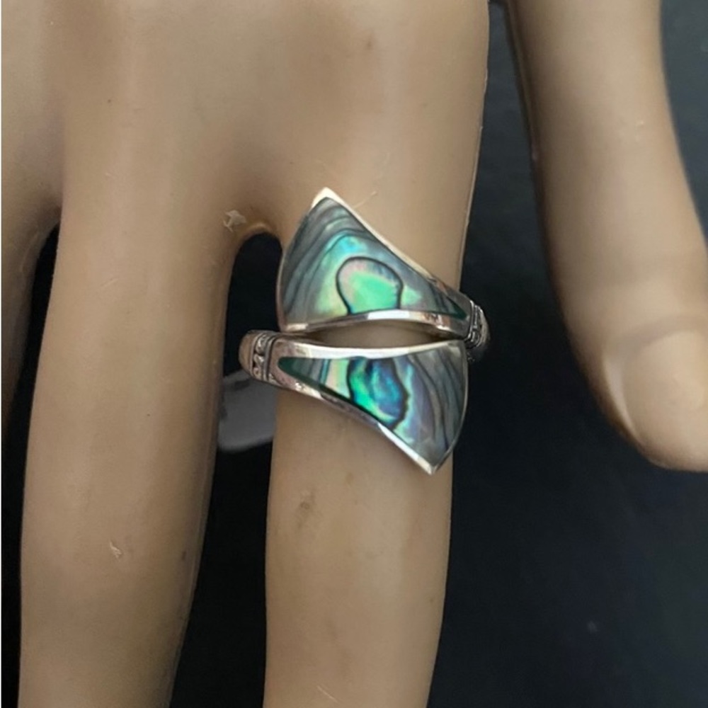 Samuel B. Abalone Shell Silver-Tone Split Band Ring